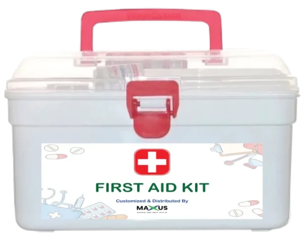 First Aid Kit Box - 150+ items with Digital Thermometer, Basic Medicines etc. for home, office, school or industry supply