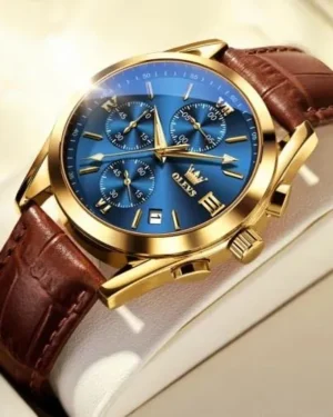 Men Leather Analoge Quartz Fashion Watch for Men