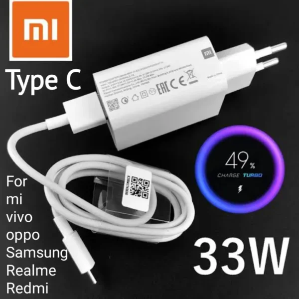 33W Fast Type-C Charger for Xiaomi, Vivo, Realme, Oppo, Samsung, Redmi, OnePlus, Inifinix, Motorola