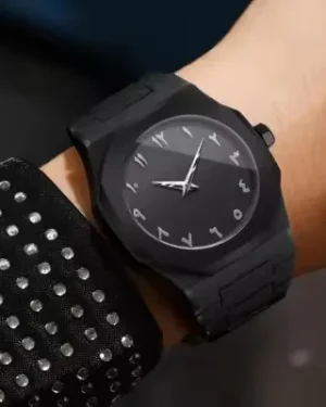 Arabic Aura Watch – Carbon Fiber Look Body with Sleek & Modern Design
