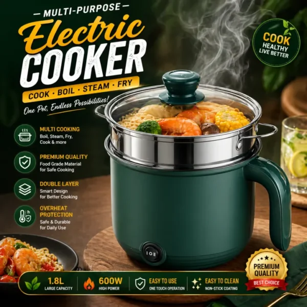 Mini Electric Rice Cooker 1.8 L Non-stick Cooking Machine Double Layer Hot Pot