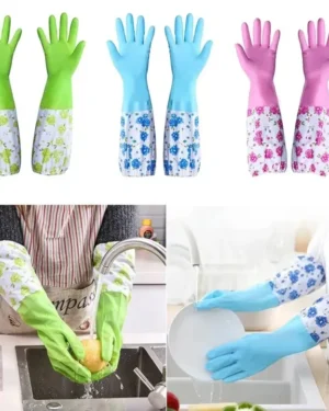 2 Pcs Hand Gloves Best Quality Silicone Dish Washing Kitchen/Garden Hand Gloves - Multicolor