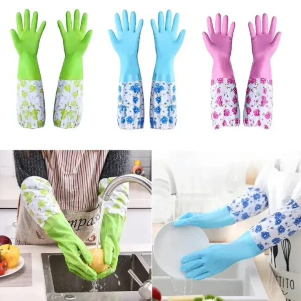 2 Pcs Hand Gloves Best Quality Silicone Dish Washing Kitchen/Garden Hand Gloves - Multicolor