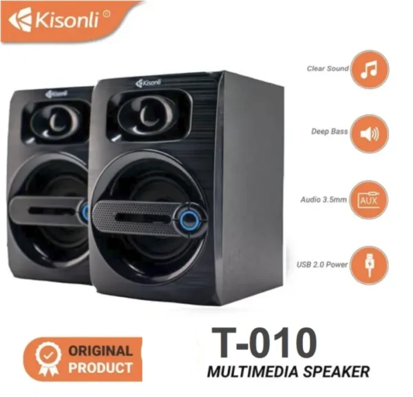 KISONLI T-010 USB 2.0 Stereo Speaker Promotional Stereo Desktop Computer Speakers Nice Tech